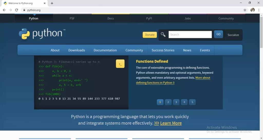 Home page python.org
