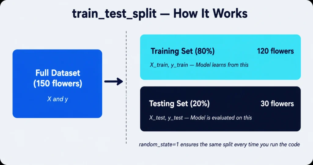 train test split diagram 80 20 — python programming class 11 AI sklearn CBSE Unit 3